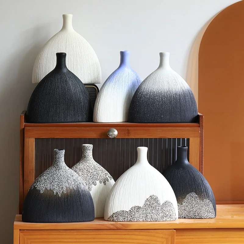 Chinese Style Ceramic Mountain Shape Vase, Creative Home Dining Table Living Room Bedroom Office Decor Flower Arrangement, 1Pc