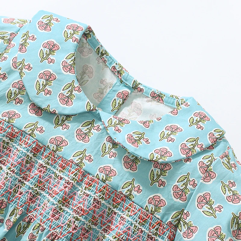 Kids Clothes 2025 Summer Dress Baby Girls Cartoon Flowers Holiday Dresses Children's Clothing Vestidos Cotton