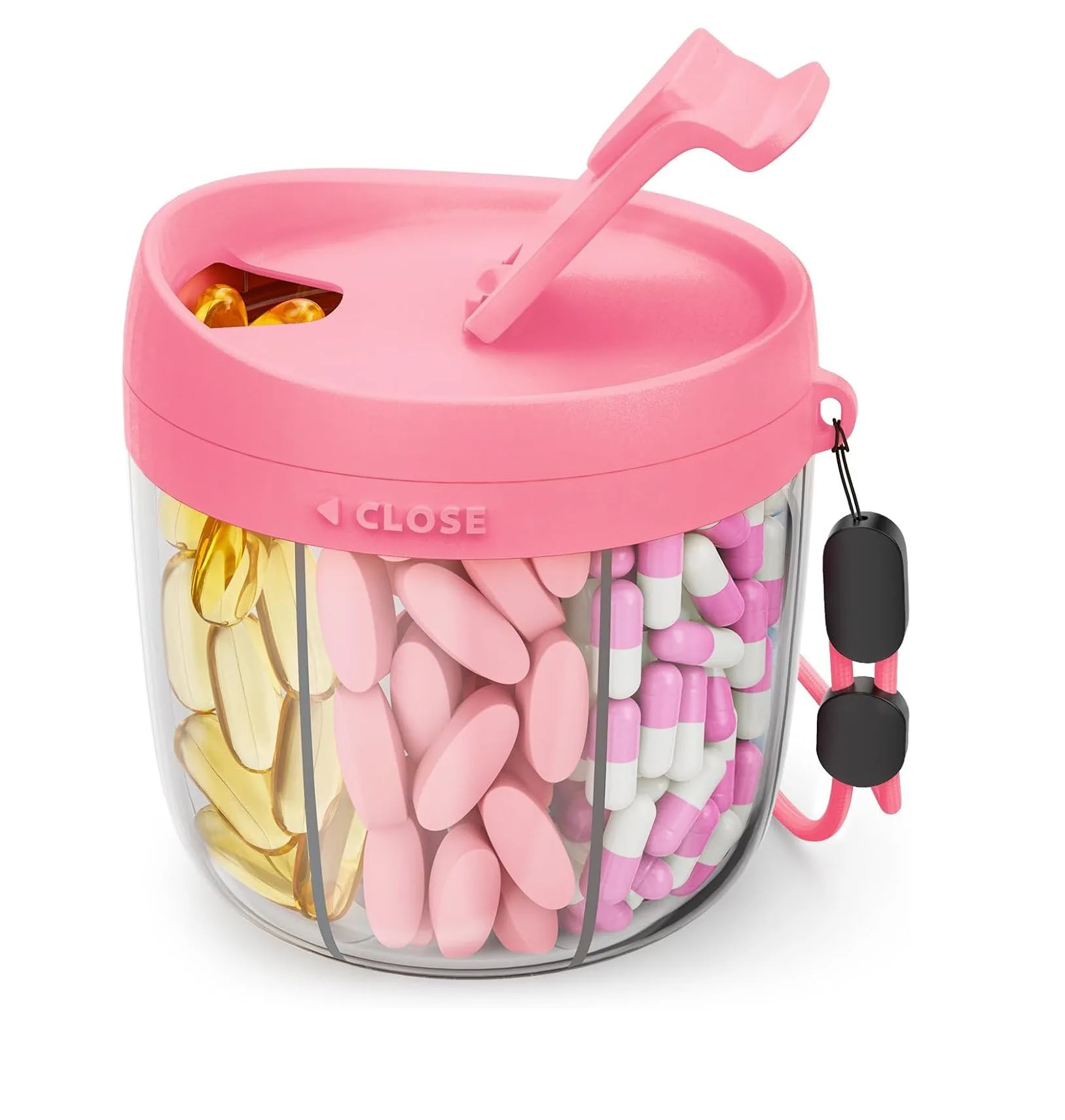 Enhanced Portable 7-Section Vitamin Supplement Organizer with Clarity-Boosting Design