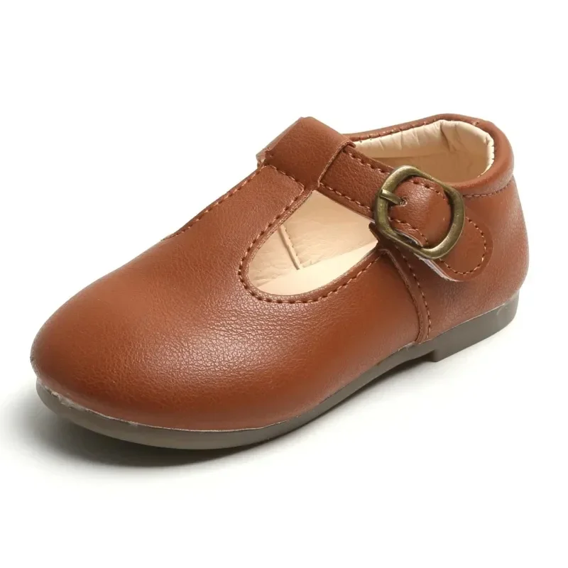 Baby Girls Leather Shoes for Toddlers Kids Infants Casual Flats Princess Sweet Classic T-strap Candy Color Fashion Soft 15-30