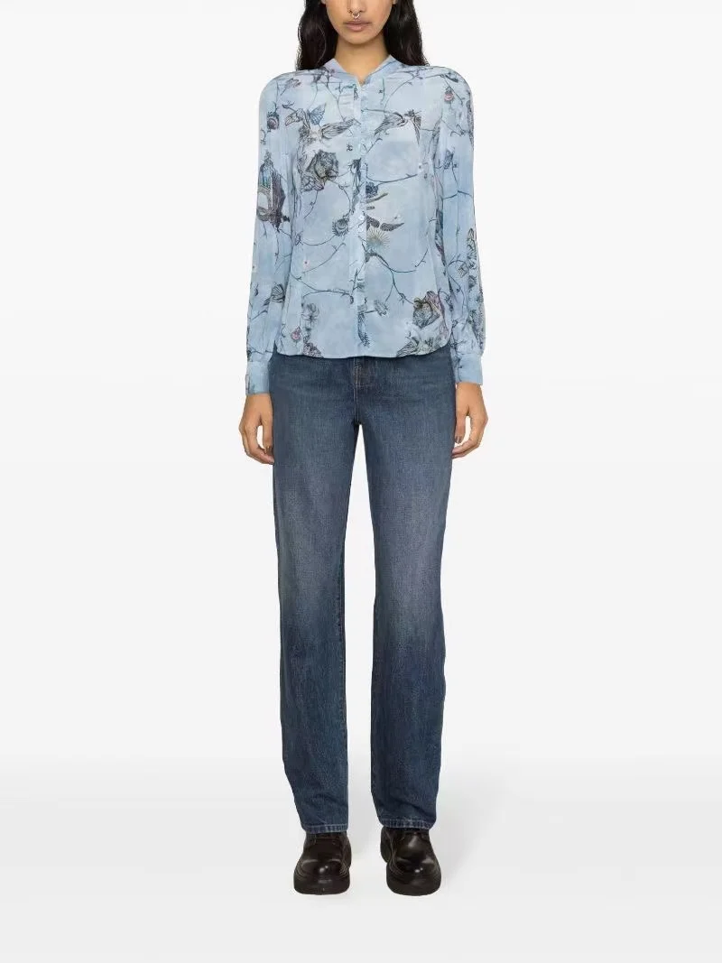 

ZV New Fashion Printed Style Commuting Long sleeved Shirt