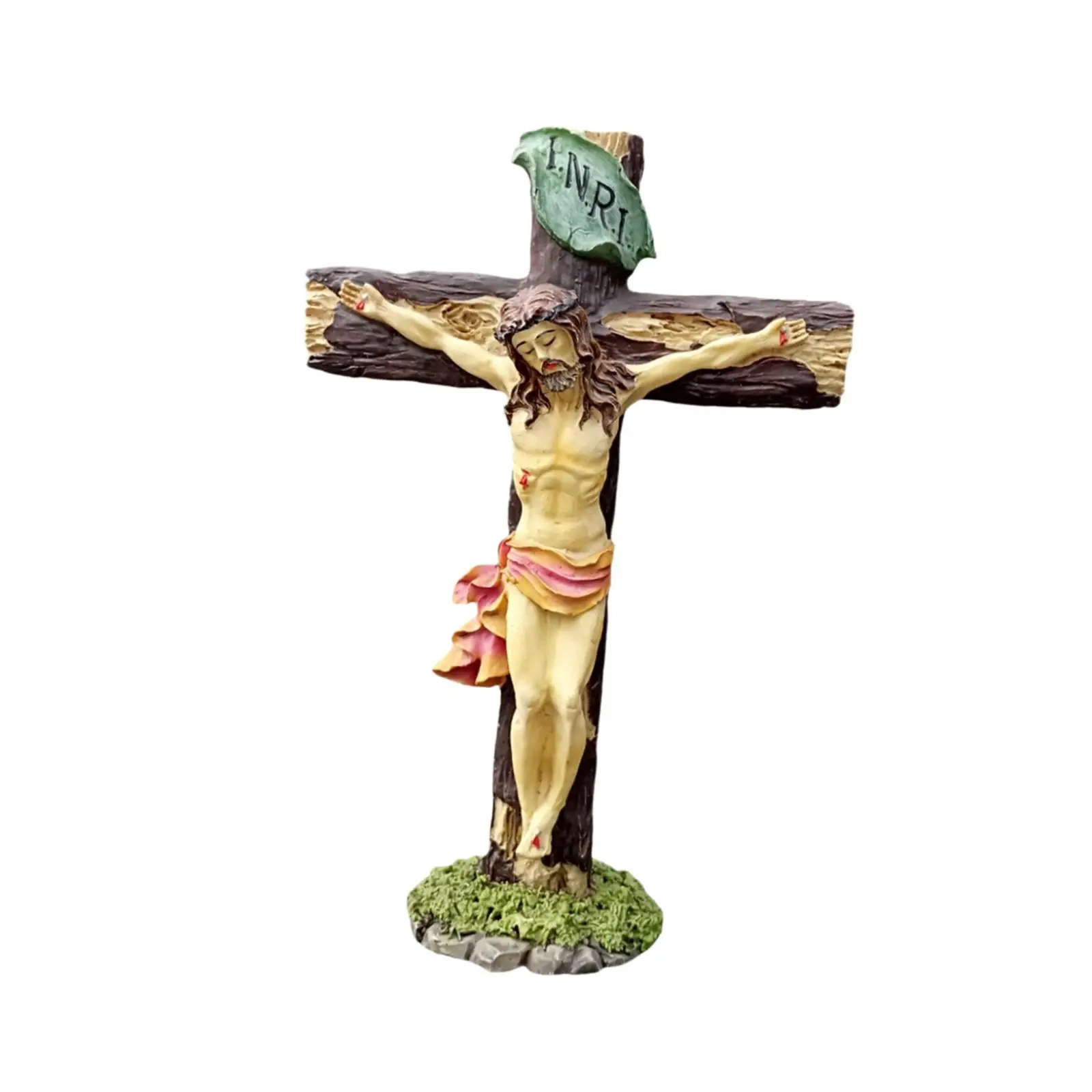 Jesus Crucifix Crosses Figurine Ornament Praying Religious Figurine Resin Jesus