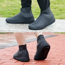 Top Quality Silicone Black Waterproof Rain Shoes Couples Ankle Rain Boots Waterproof Footwear Covers Shoes Plus Size Cover Shoes