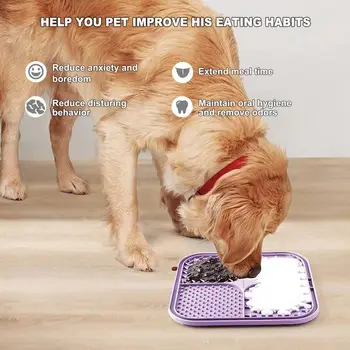Pet Licking Mat Silicone Pet Food Suction Cup Licking Mat Slow Feeding Mat Anti-choking Slow Food Basin 3