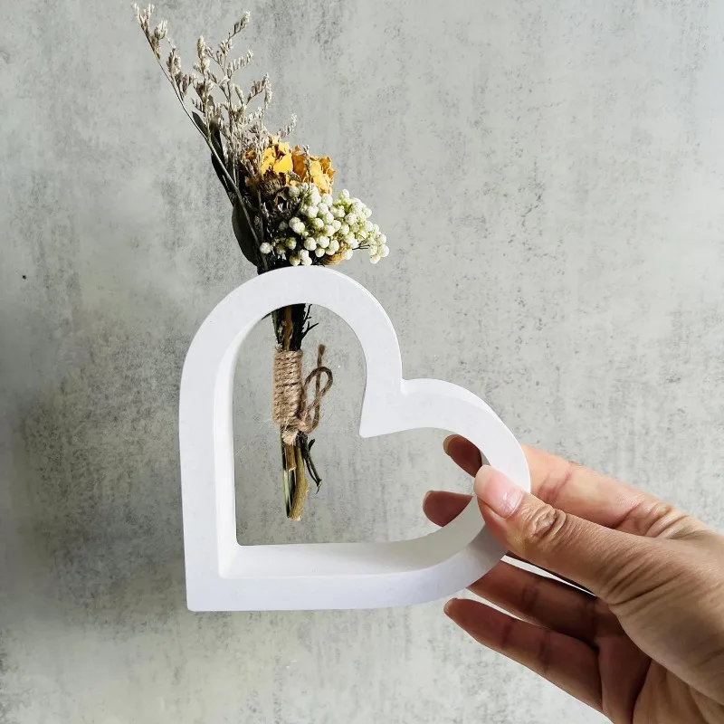Silicone Mold Heart Vase Hydroponic Plant Flowerpot Cement Plaster Mould DIY Nordic Vase Test Tube Planter Resin Mold Home Decor
