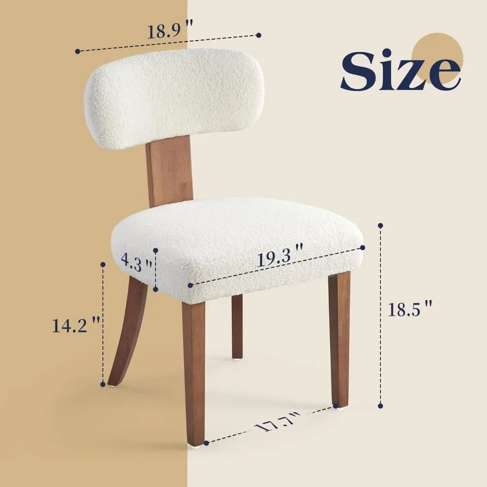 Dining Chairs Set of 4, Upholstered Kitchen Chairs with Curved Backrest & Adjustable Legs for Living Room/Bedroom, White 6