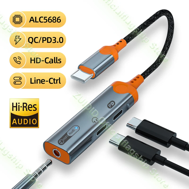 3in1 USB c형 3.5mm/듀얼 USB C 이어폰 어댑터, PD60W 32Bit/384KHz DAC 오디오 Aux 헤드폰 컨버터, 아이패드 프로 삼성용