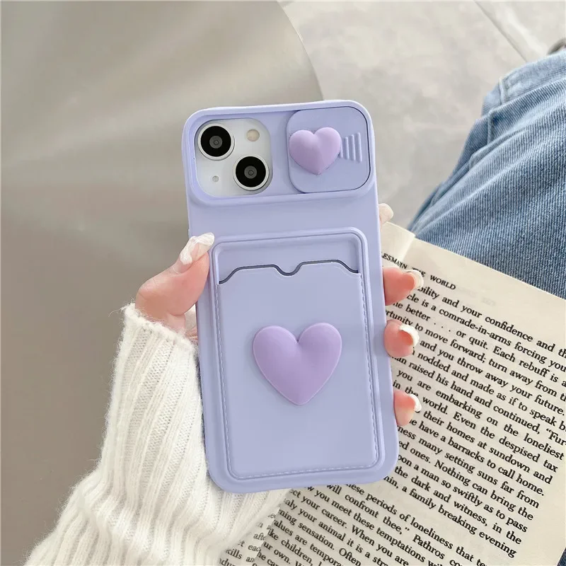 thumbnail image 1 of Simple Love Silicone Wallet Card Case For iPhone 15 14 13 12 11 Pro Max 7 8 Plus Case, 1 of 5