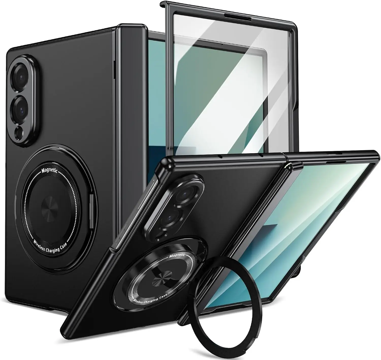 Full-Body Protective Case with Built-in Screen Protector & Rotating Magnetic Kickstand