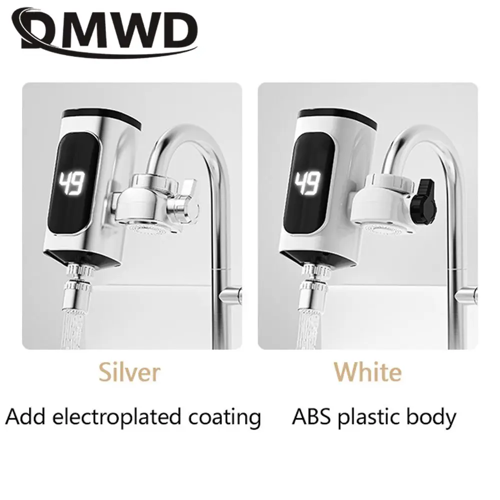 DMWD Electric Instant Heating Faucet Tankless Water Heater Hot Cold Dual-use Tap Heating Machine Swivel Faucet Temp Adjust 3300W
