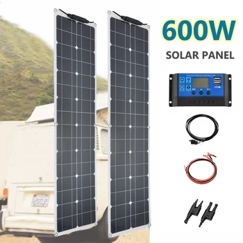 600W 300W Flexible Solar Panel Kit 12V Battery Charger Monocrystalline Cell Solar System For Outdoor Camping Yacht Car RV Boat