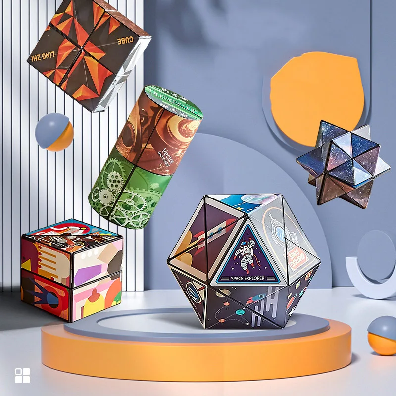 Variety Geometric Changeable Magnetic Magic Cube Anti Stress 3D  Decompression Hand Flip Puzzle Cube Kids Reliever Fidget Toy - AliExpress