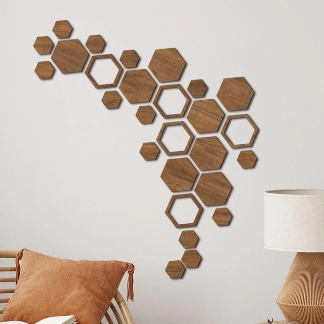 Set of 5 Wooden Wall Decoration / Rustic Decor / Home Decoration / Rustic  Wood / Wall Wooden Hexagon / Rustic / Hanging Wooden / Wood Wall 