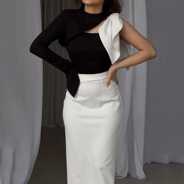 Skirts Set for Women New One Shoulder Elegant Solid 3Piece Set 2024 Fresh Sweet Gentle Style Tank Top and Long Skirt Elegant Set