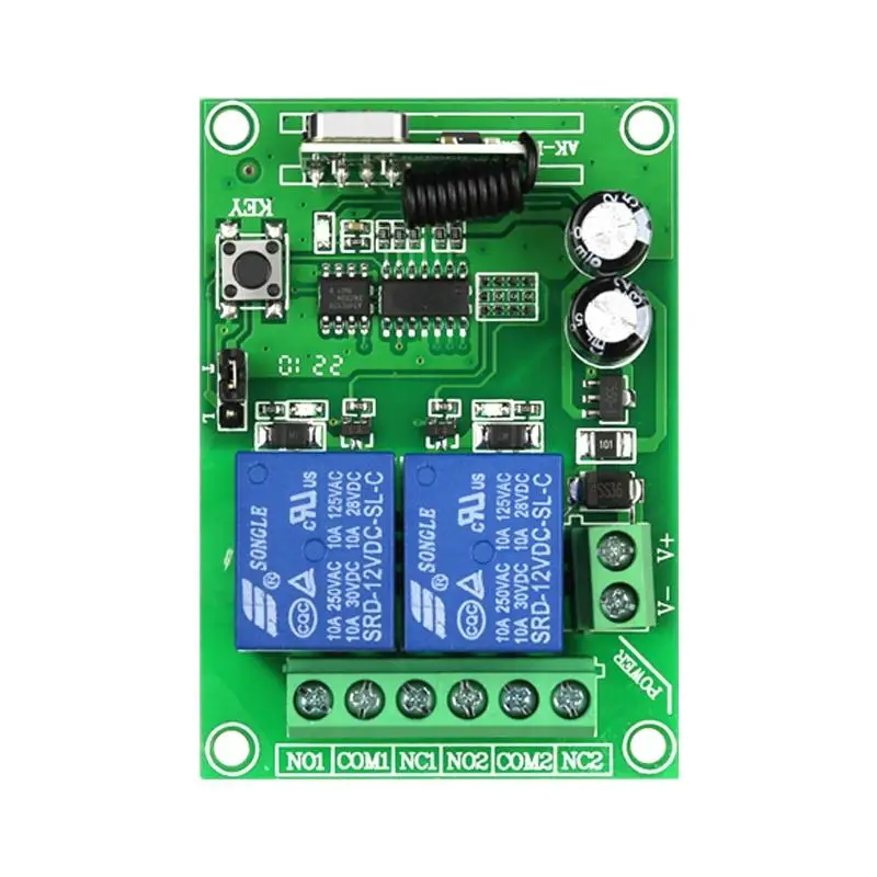 Dc12v 2 Channels 315/433mhz Learning Universal Rf Remote Controller Switch Wireless Relay Receiver Set