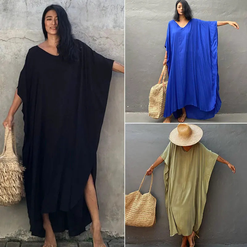 Hot New Women Summer Elegant Open Front Loose Casual Blouse Beach Party Robe Sleeve Shirt Cotton Sun Protectiont Wear bikini cover up skirt wrap