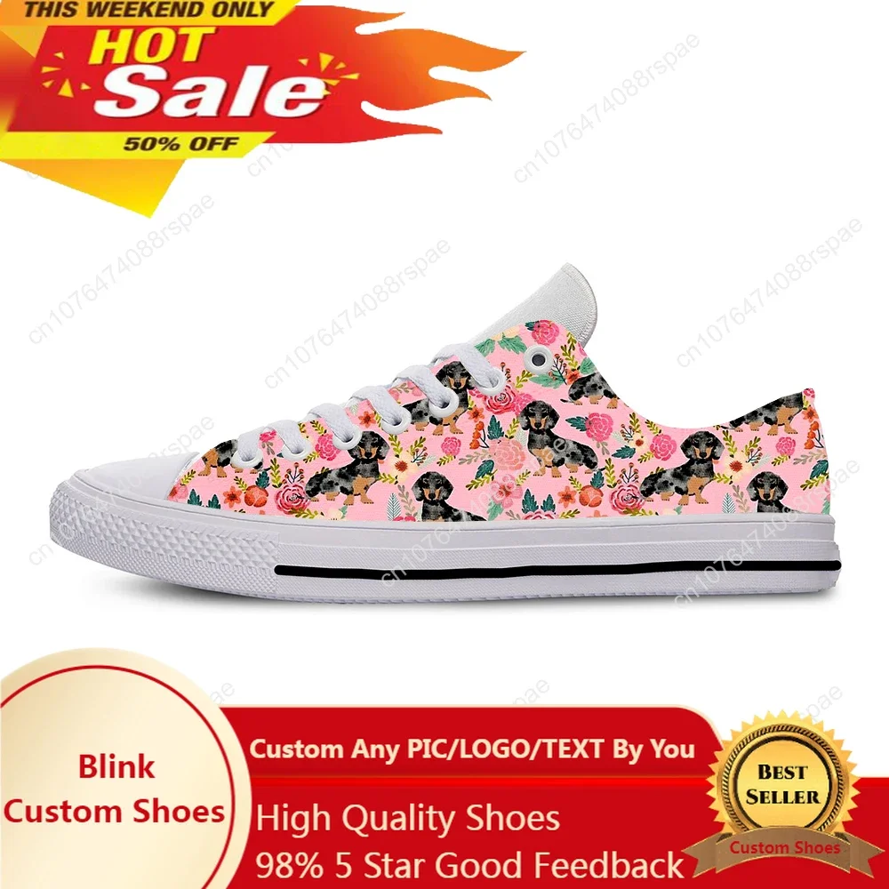 Dachshund Pug Teckel Dog Cartoon Cute Funny Casual Shoes Low Top Lightweight Board Shoes Breathable Men Women Female Sneakers