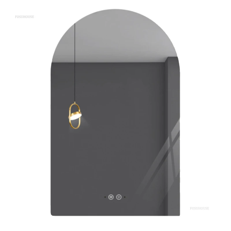 French Arched Bath Mirrors for Toilet Wall-mounted Dressing Touch Screen Mirrors Light Luxury Glass Design Mirrors for Bedroom 6