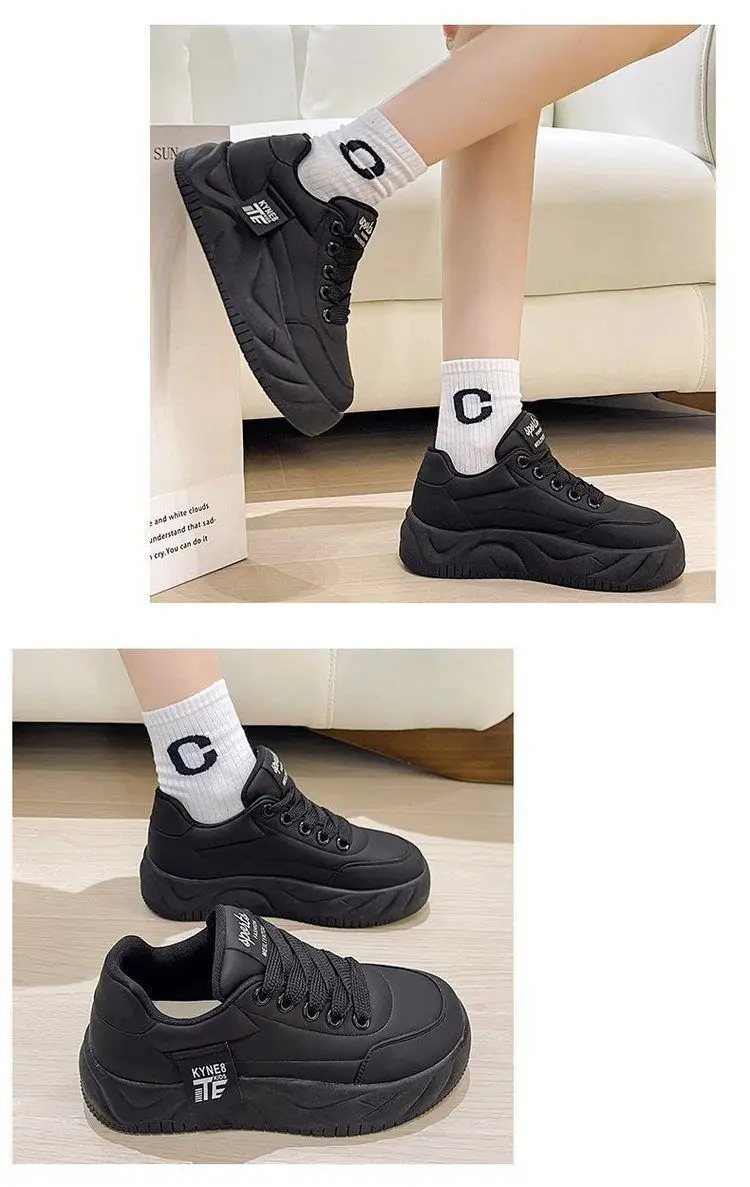 المرأة سميكة القاع صوف مبطن عارضة القطن الخبز أحذية شتاء دافئ أنيق الكورية نمط حذاء مسطح جولة تو قطع منخفضة