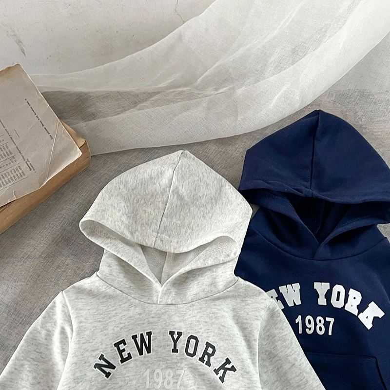 New York Kids Sweatshirt - Grey Zipper Hoodie