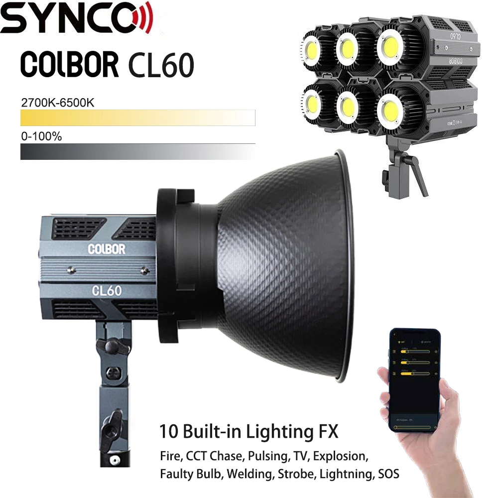 Synco Colbor Cl60 60w Led Video Photography Lighting Bi-color Led Light