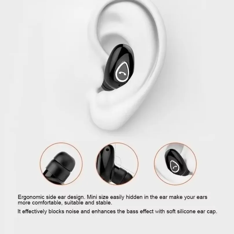 Mini Invisible Earphones Bluetooth 5.0 Wireless Headphones Hands Free Sports In-Ear Earbuds HiFi Music Gaming Headset with Mic 3