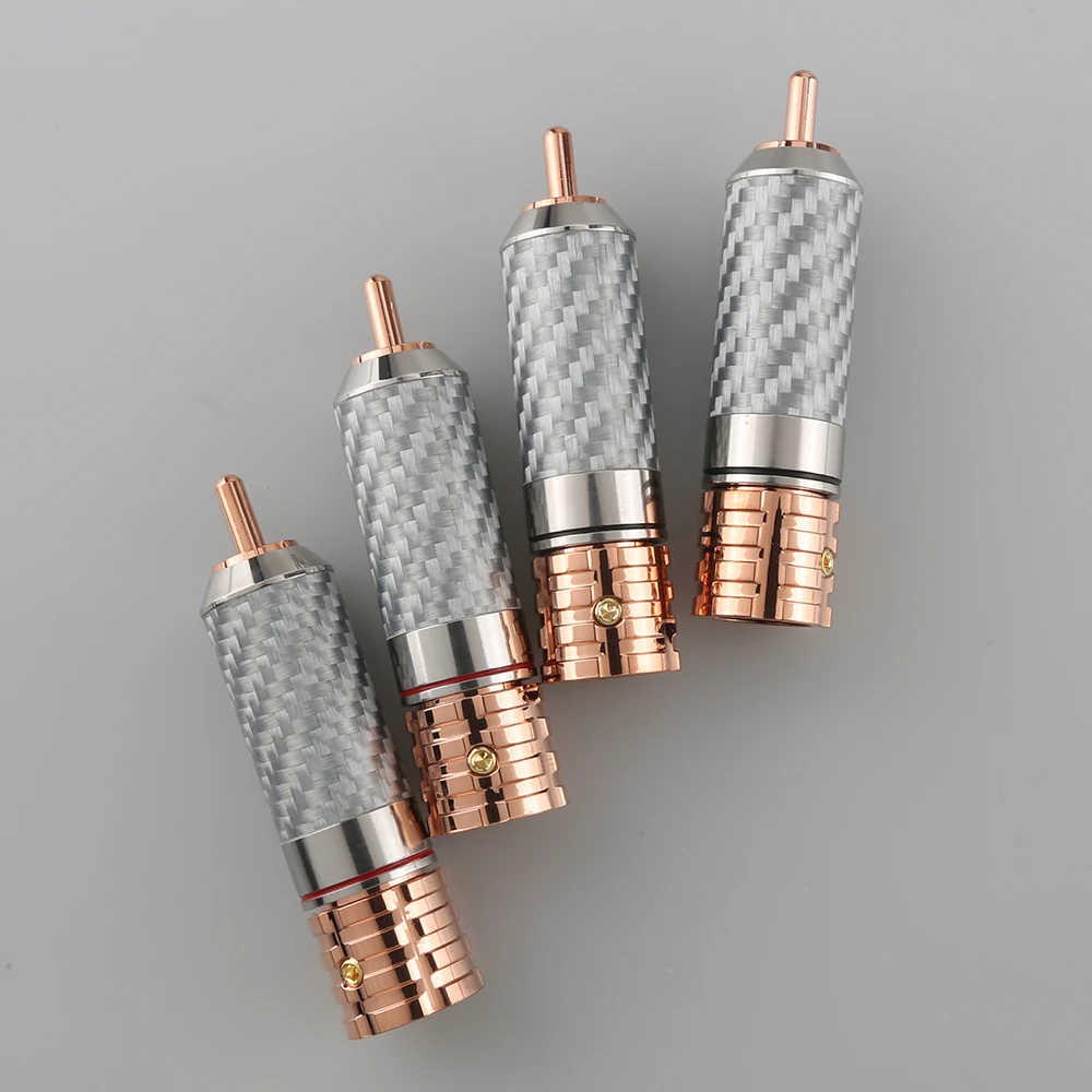 4PCS Viborg VR108 순수 구리 탄소 섬유 RCA Unsolder 버전 순수 구리 RCA 나사 잠금