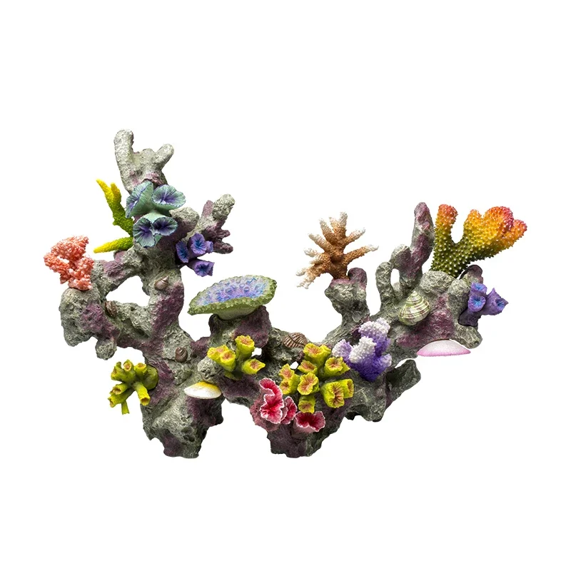 Betta Fishbowl Ornaments Large Coral Reef Stone Island Pet Acquario Artificiale Terrario Resin Hideout Aquario Plant Accessories