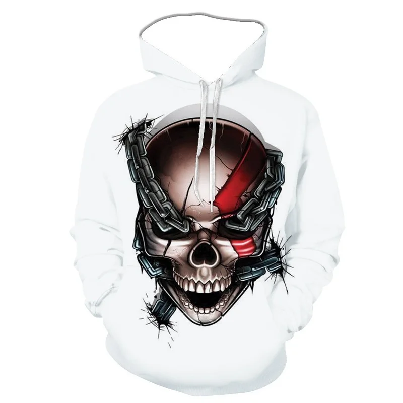 Hooded Sweater Men's 3D Digital Printing Psychedelic Skull Hoodie Personality Trend Rock Style