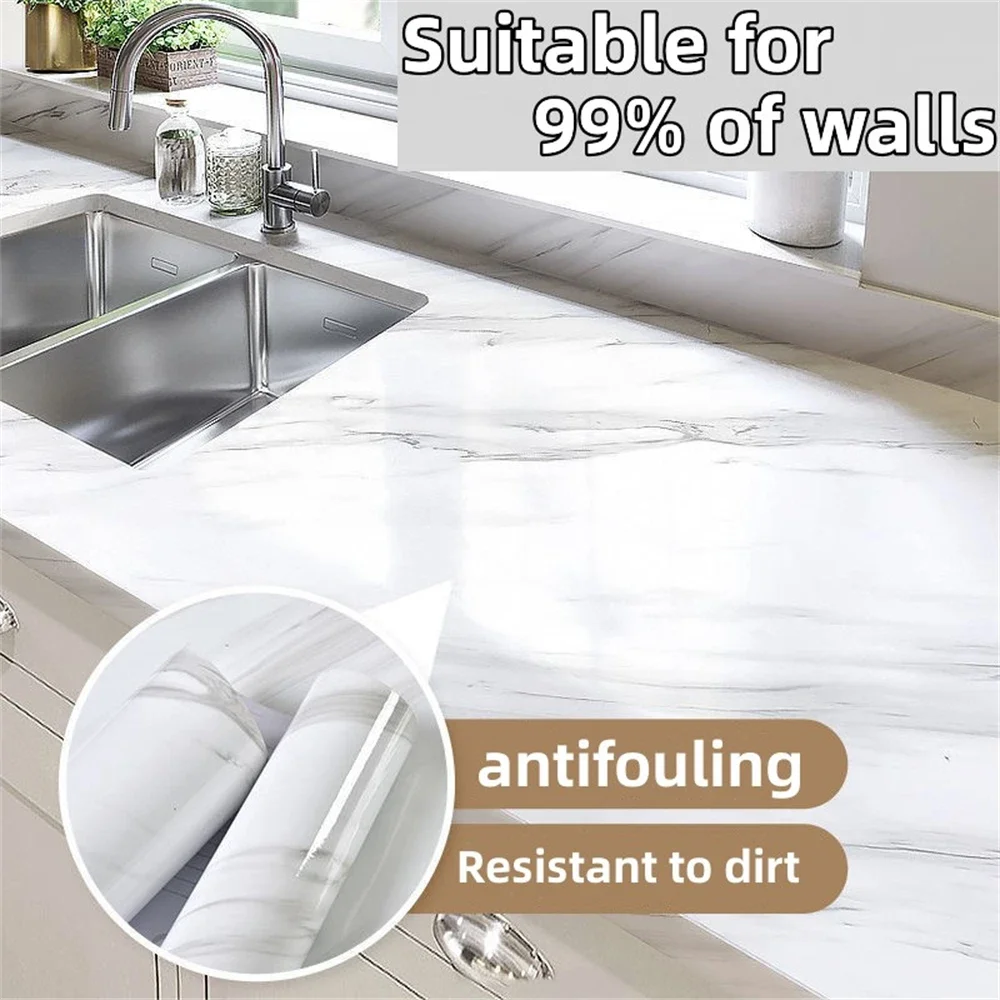 Marble Oil Resistant Stickers High-temperature Resistant Wall Stickers Cabinet Waterproof and Oil Kitchen Supplies