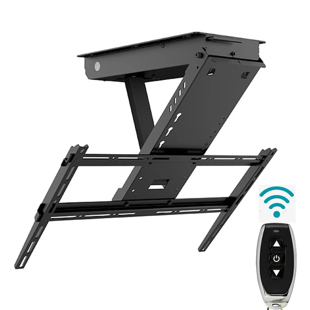  RAJYQODIS Soporte motorizado para TV, soporte de mecanismo de  elevación de TV de altura ajustable y soporte de techo con control remoto y  configuración de memoria, se adapta a televisores de