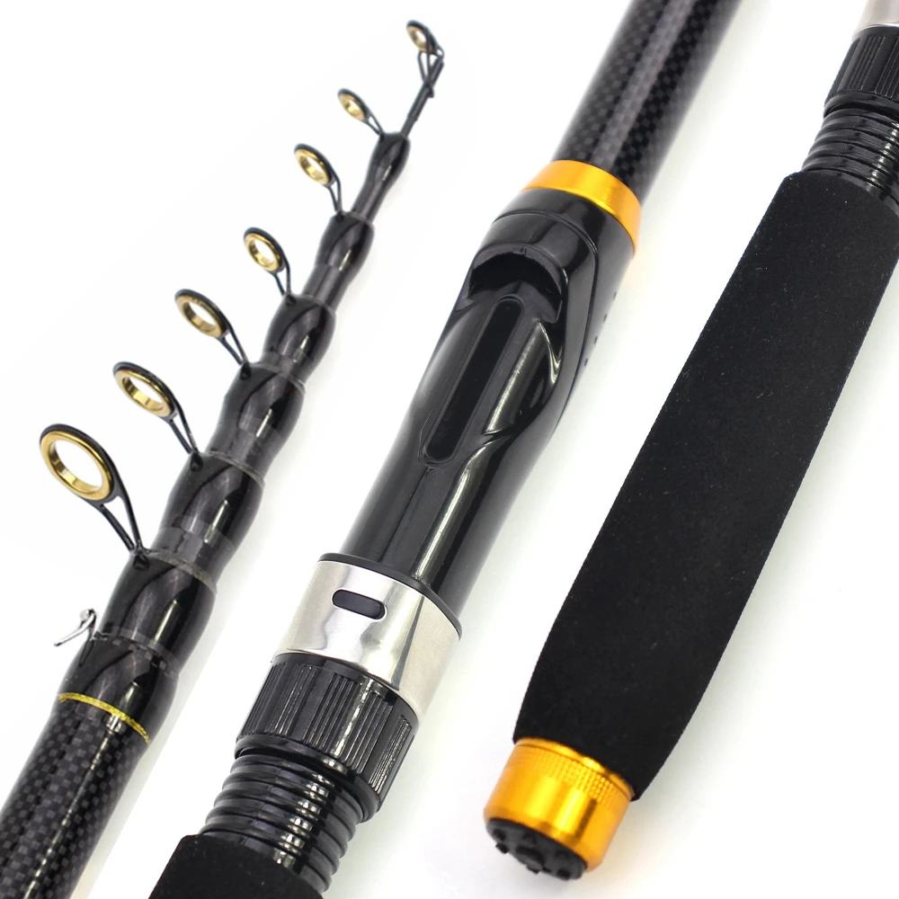 5 Camadas Pesca Rod 1.8m-3.6m Max Pull 3.5KG Fibra De Carbono Spinning Rod Portátil telescópica Pesca Rod para água doce Água salgada