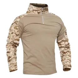 Camouflage Tactical Combat Shirt - Multicam Cotton Military - Style Clothing for Airsoft and Paintball (Desert camo)