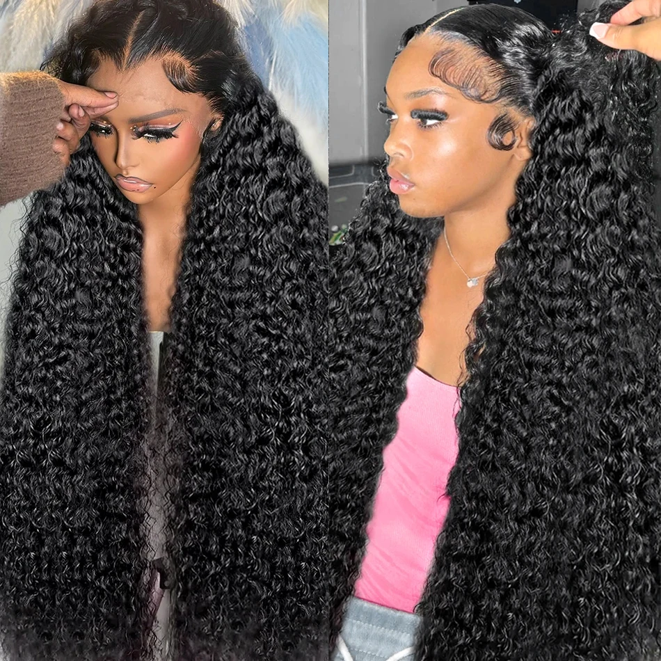

13x6 Hd Lace Frontal Wig Deep Wave 180 Density Curly Human Hair Glueless Preplucked Water Wave Front Wigs For Women Brazilian