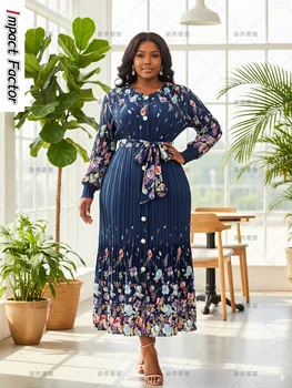 2025 Autumn New One-size-fits-all Women's Clothing Miyake Pleated Printing Long-sleeved Dress Clothing Casual Creased Skirt 1