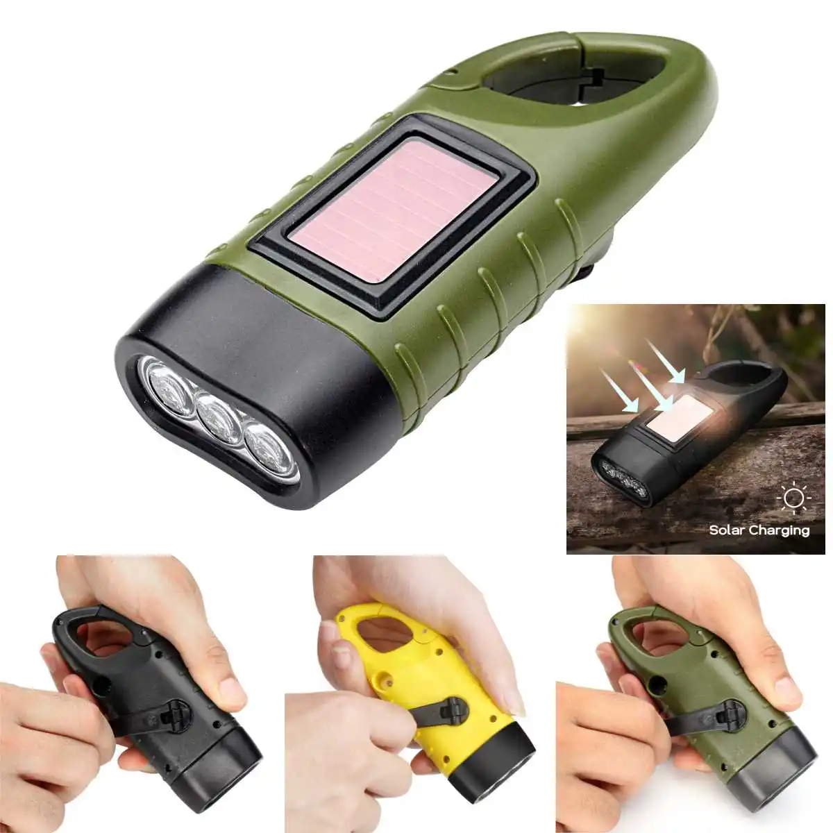 New Hand-press 3 Led Hand Crank Battery-free Flashlight Lights