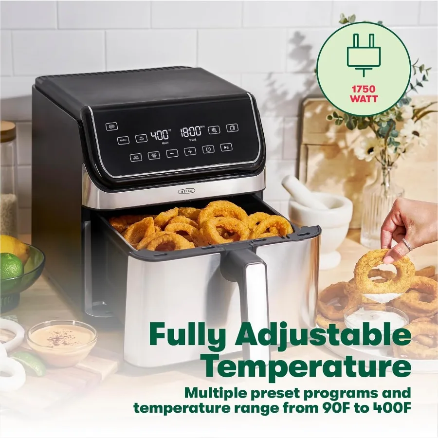 8 Qt Digital Air Fryer with TurboCrisp Technology for Large Family Meals Nonstick Cooking Basket and Crisping Tray for Even Bro 4