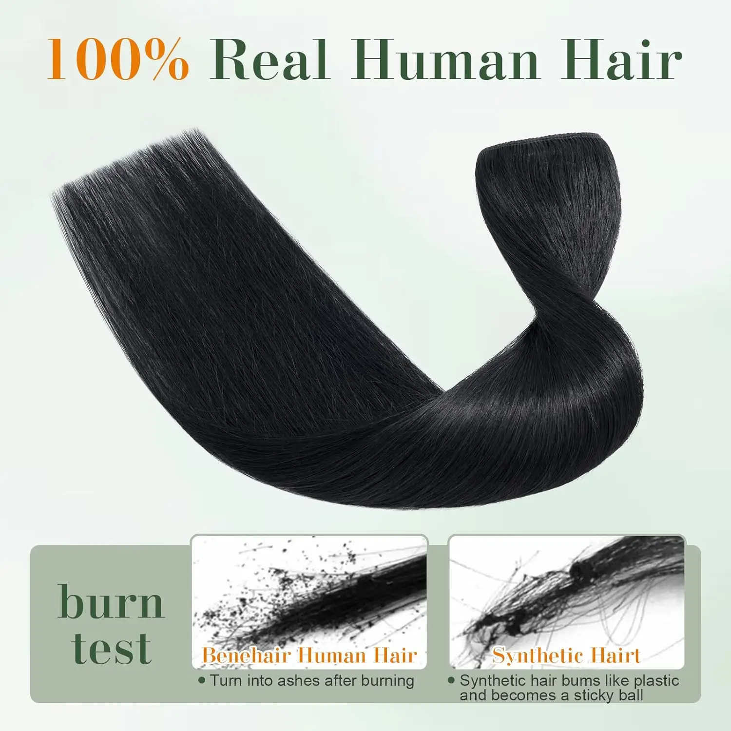 One Piece Clip in Hair Extensions 100% Real Human Hair 3/4 Full Head With 5 Clips 16-26 Inch Straight Natural Black #1 For Women
