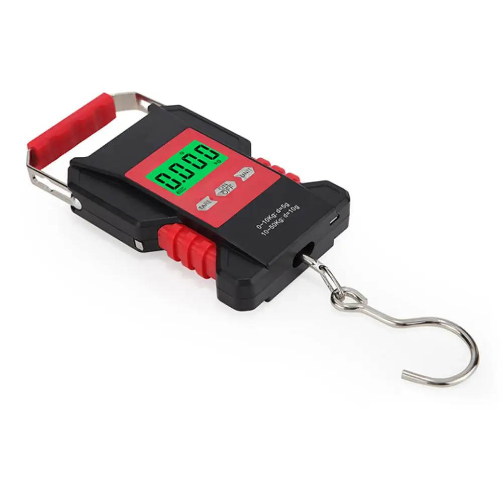 U50 50kg Portable Waterproof Fishing Scale Digital Recharged Hanging Hook Scales For Courier Luggage Home Weighing 1.5M Tap E9U9