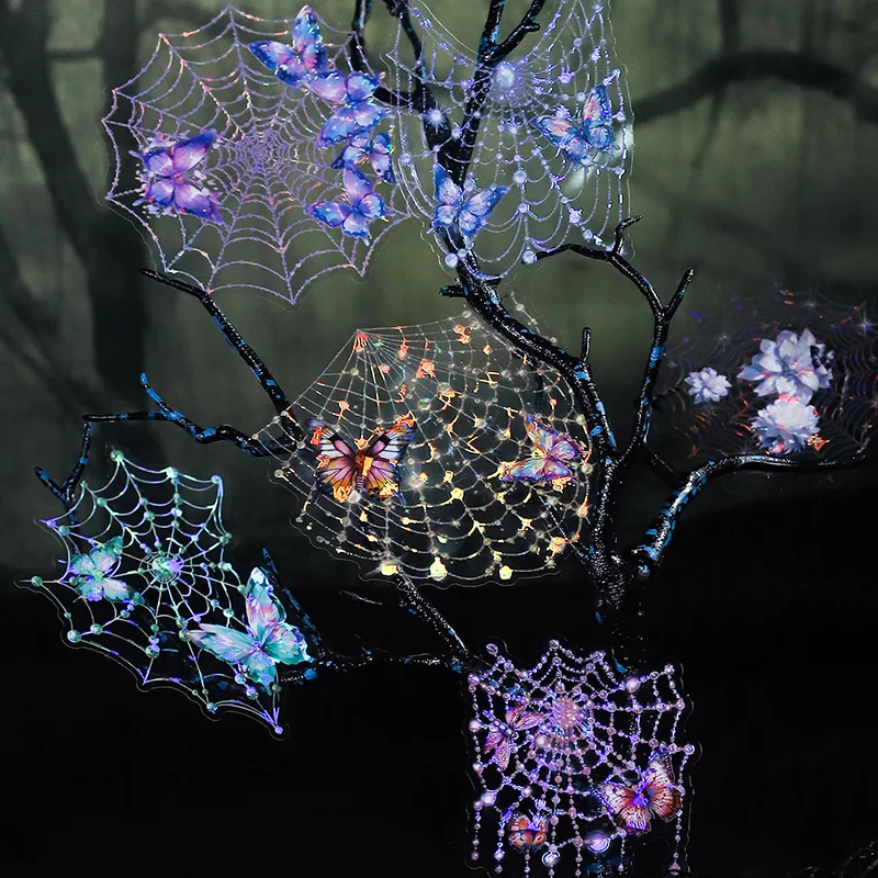 거미 멋진 아트 시리즈 장식 스티커, 레트로 거미줄 콜라주, 스크랩북 라벨, DIY 일기 저널 플래너, 10 개