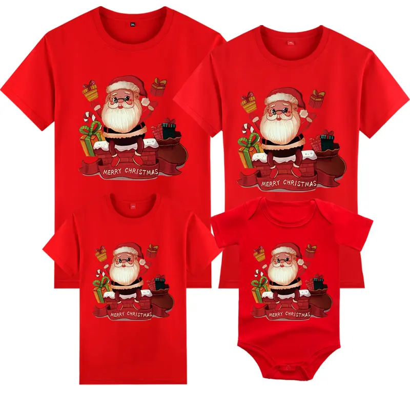thumbnail image 1 of Ropa a juego con estampado de Papá Noel para la familia, camiseta para adultos y niños, mameluco para bebé, ropa para mamá, padre, hija, hijo, madre y yo, 1 of 5