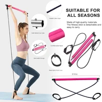 Multifunctional Pilates Bar Combination Fitness Bar Yoga Chest Expansion Tension Rope Back Trainer Elastic Rope Stretching Belt 2