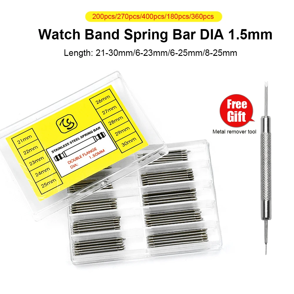 6mm 30mm Stainless Steel Spring Bars watch Strap Spring Pins Bracelet
