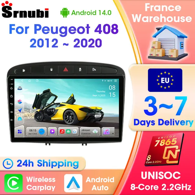Autoradio Srnubi T20 pour Peugeot 308 308SW 408 2012 - 2020, CarPlay sans fil, Android Auto, entrepôt français, livraison rapide, GPS, DSP 1