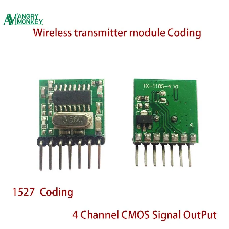 433Mhz Wireless RF 4 Channel Output Receiver Module and Transmitter EV1527 CAK0