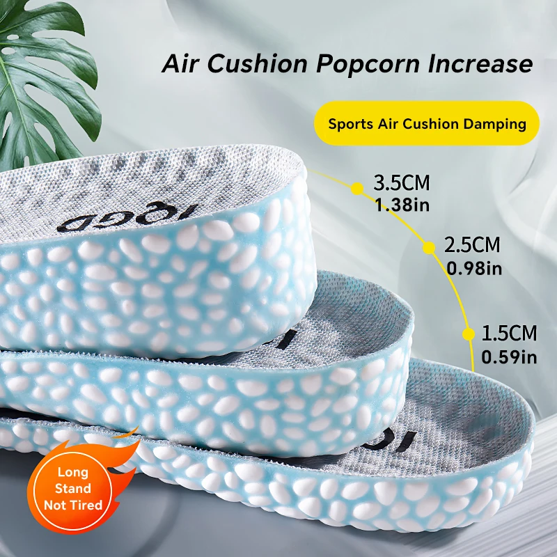 Heightening Running Insole for Shoes PU Popped Rice Particle Foam Breathable Soft Hiking Protects Knees Templates Feet Men Women