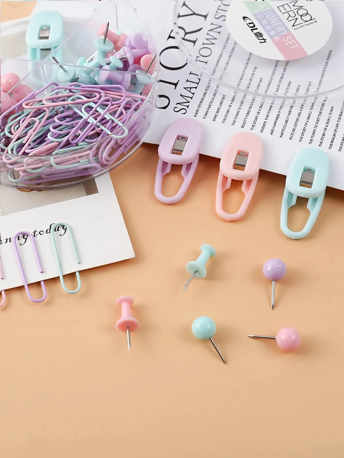 Paper Clips 1 Set Multifunctional Long Tail Clip I-shaped Nail Dovetail Paper H-shaped Nail Combination Set Office
