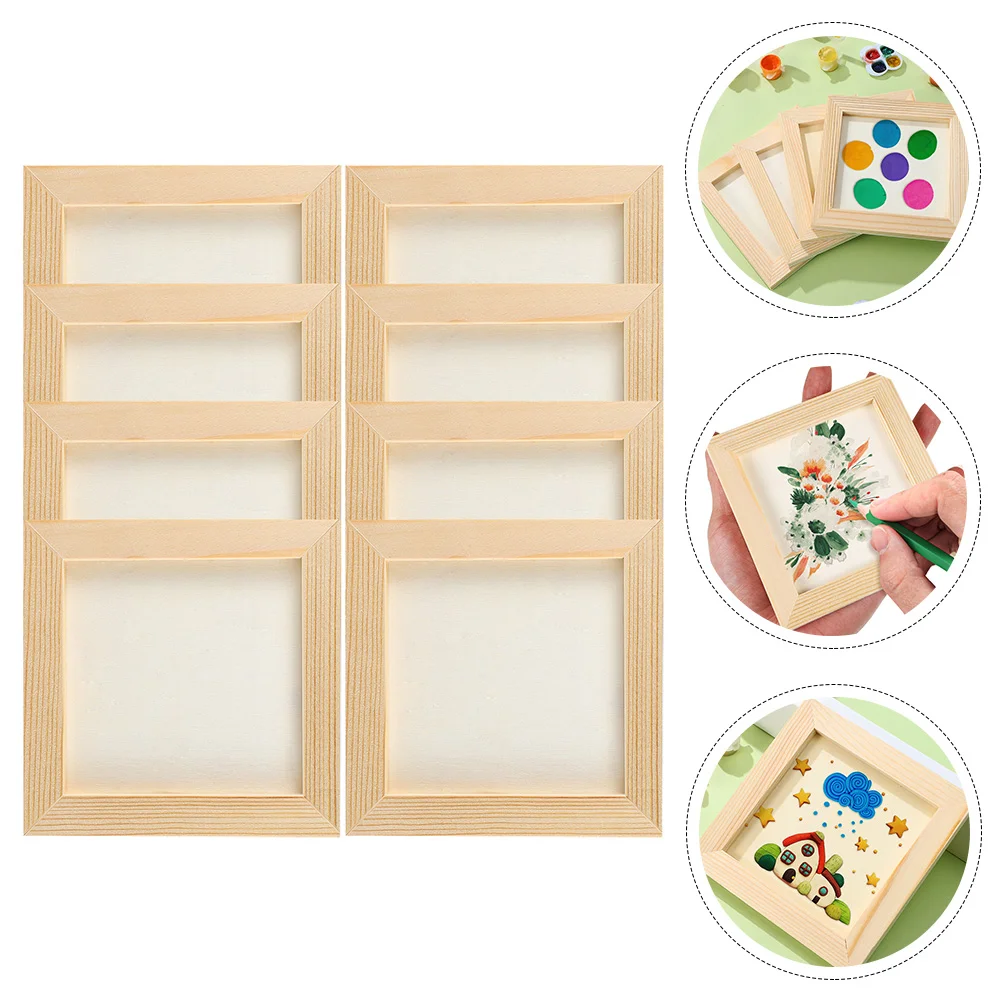 

8 Pcs Clay Picture Frame Photo Kids DIY Frames Wooden Crafts Woodsy Decor Blank
