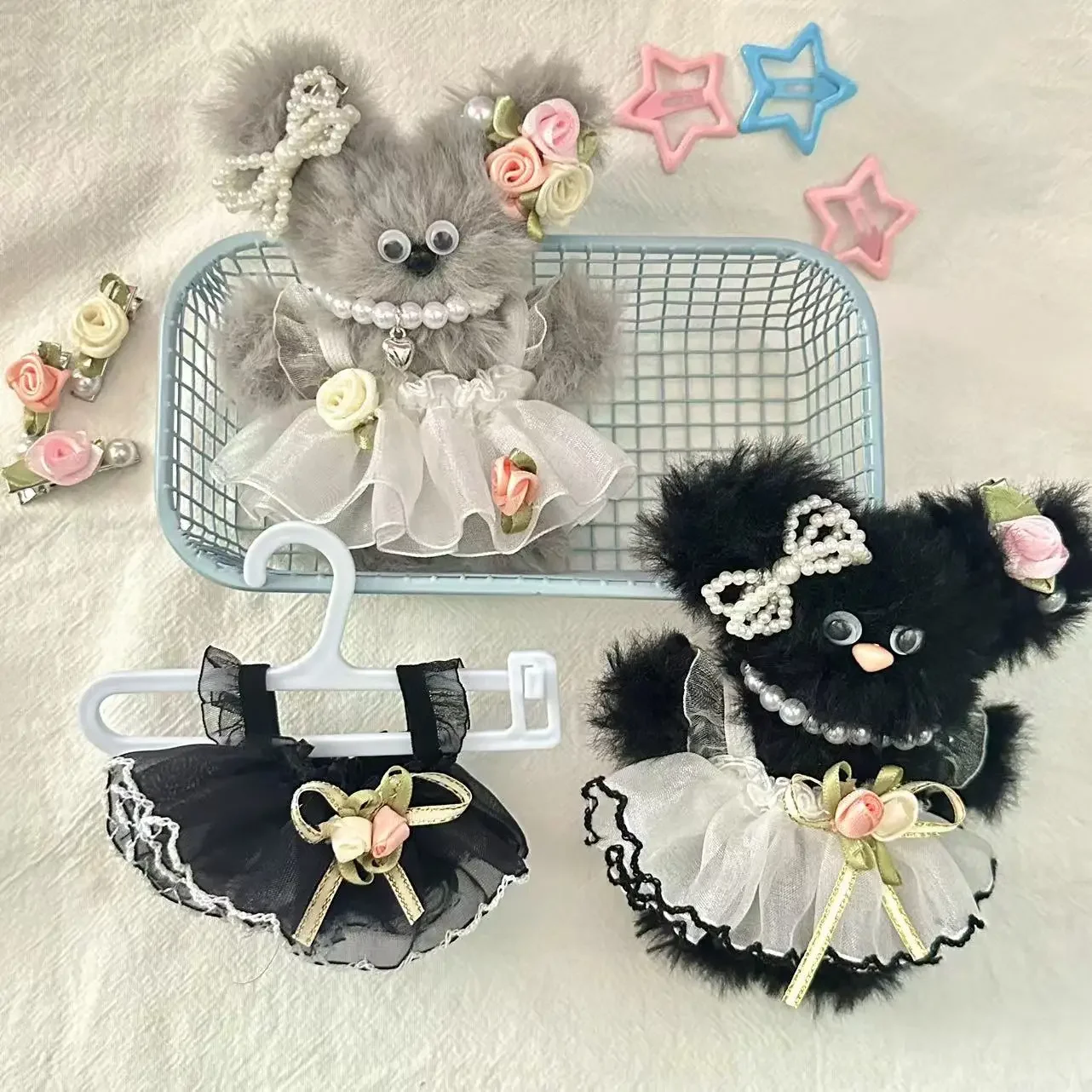Doll Handmade Accessories 10-15CM Doll Clothes Top Quality Bow Princess Dress For DIY Cotton Plush wire Dolls Decorate Children's Gift