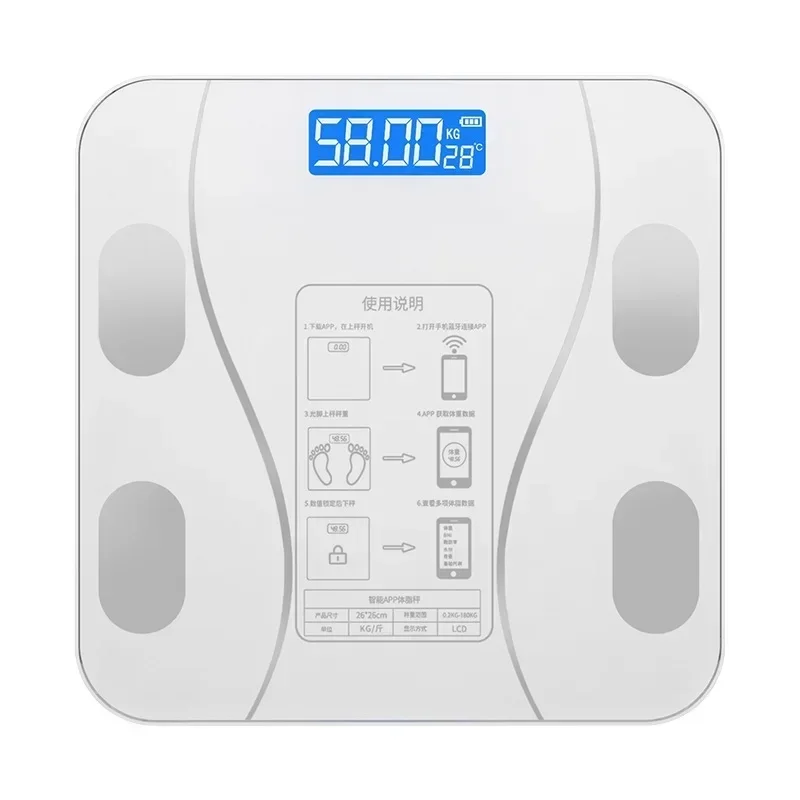 

Body Fat Scale USB Charging Smart Wireless Digital Bathroom Weight Scale Body Composition Analyzer With Smartphone App Bluetooth